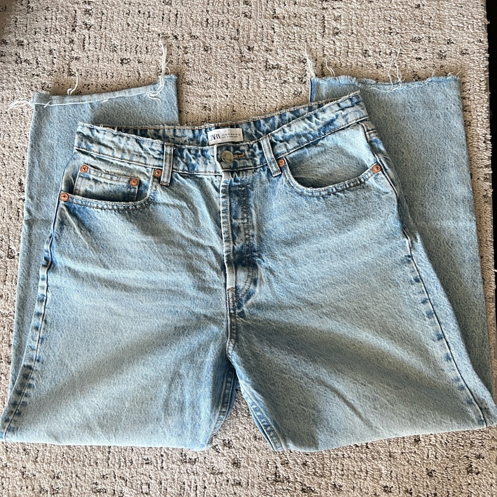 Zara light wash straight leg denim